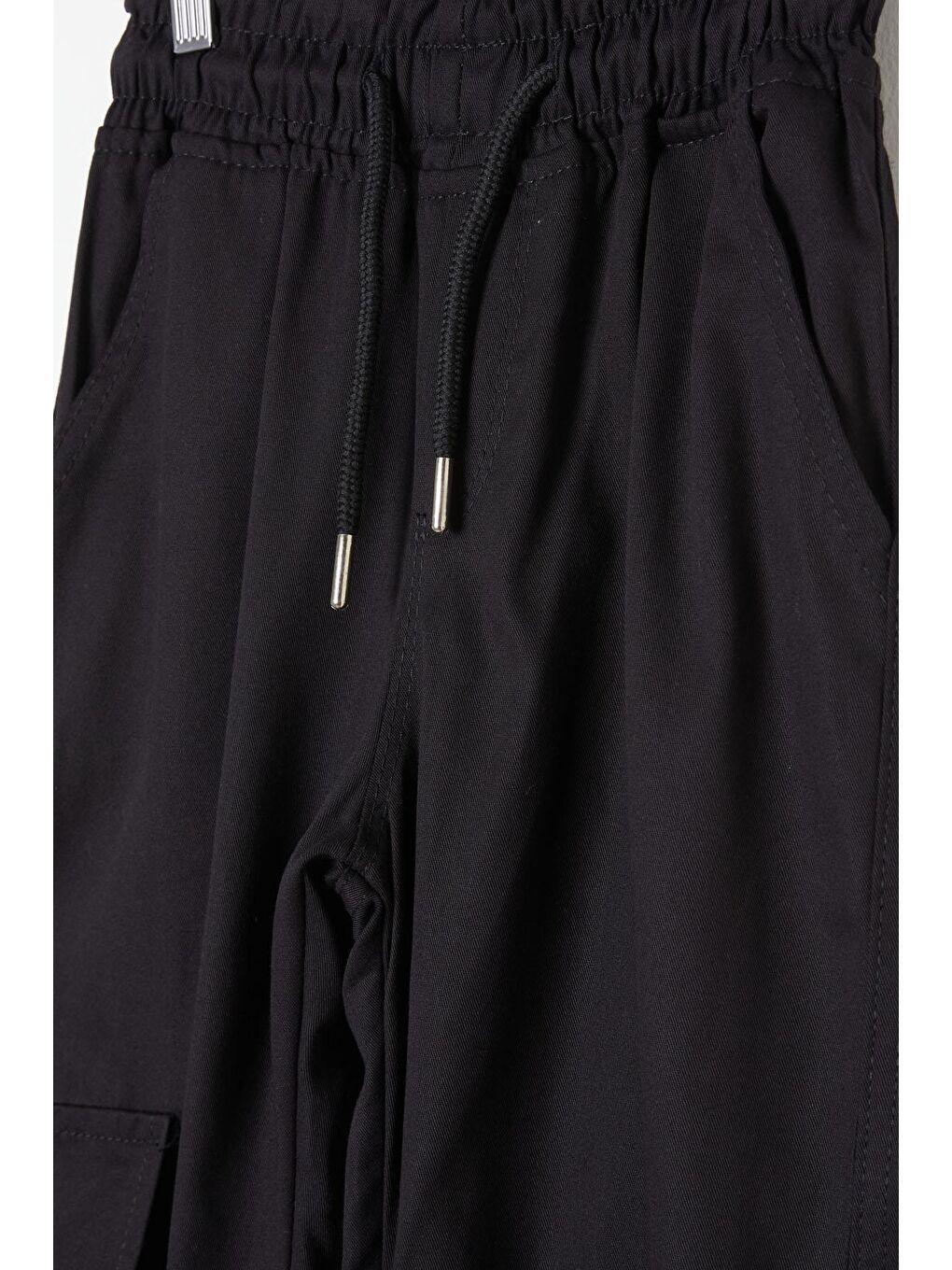 Siyah Kargo Cepli Beli Lastikli Erkek ÇocukPantolon 16206-2