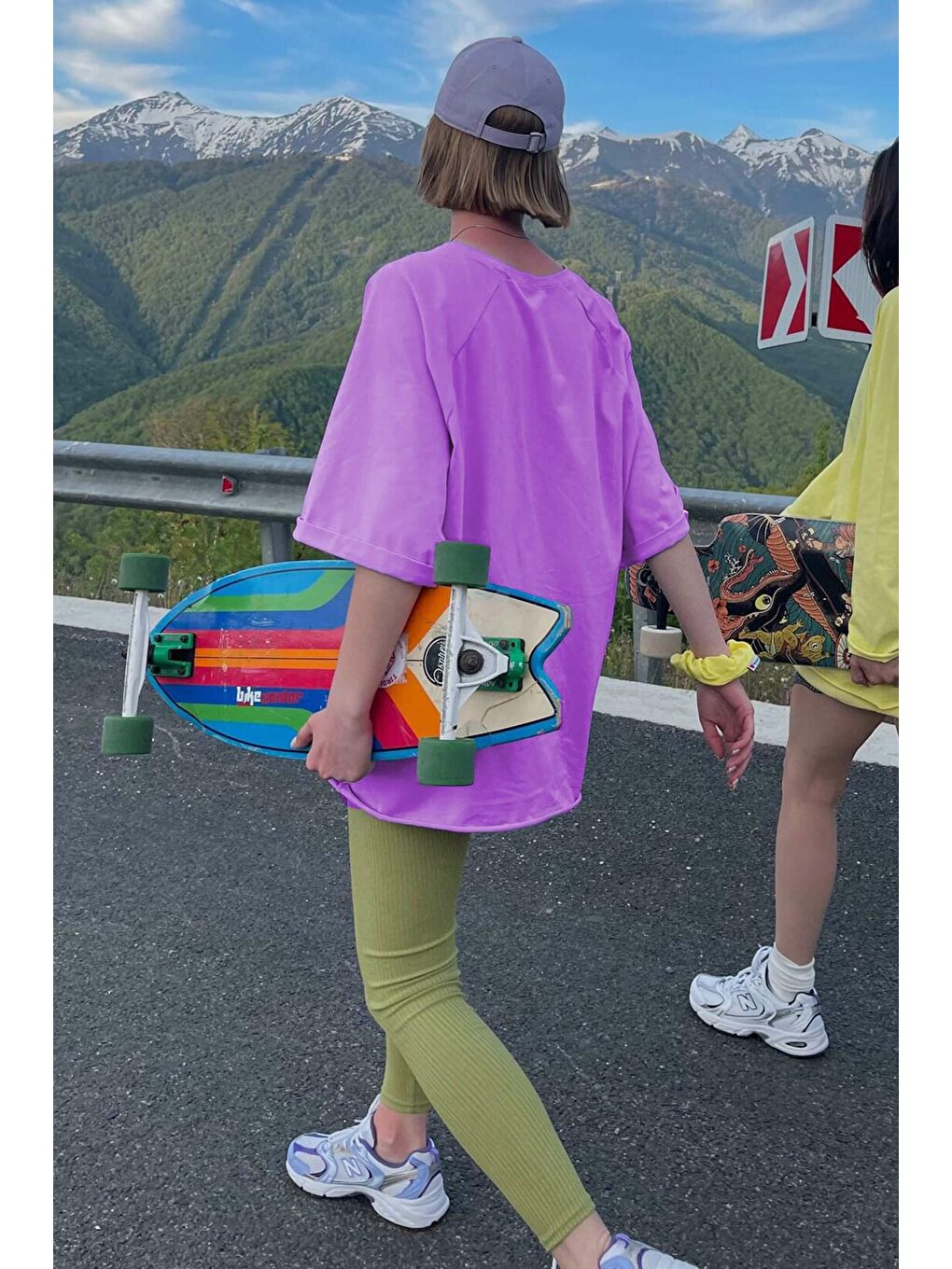 Madmext Lila Oversize Basic Kadın Tişört - 2