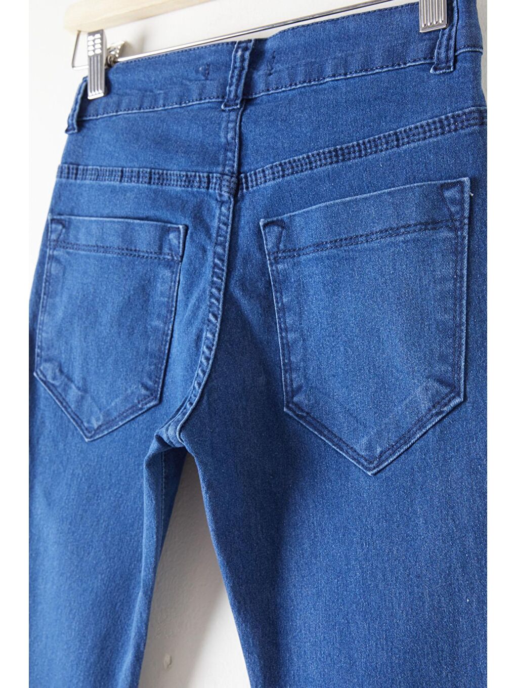 Lacivert Yırtmaçlı İspanyol Paça Kız Çocuk Jean Pantolon 16210-4