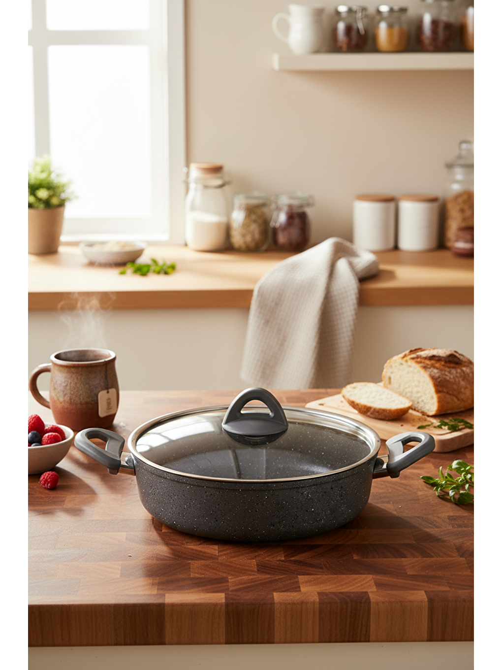 Melcor 9 Parça Granit Tencere Seti Gri-4