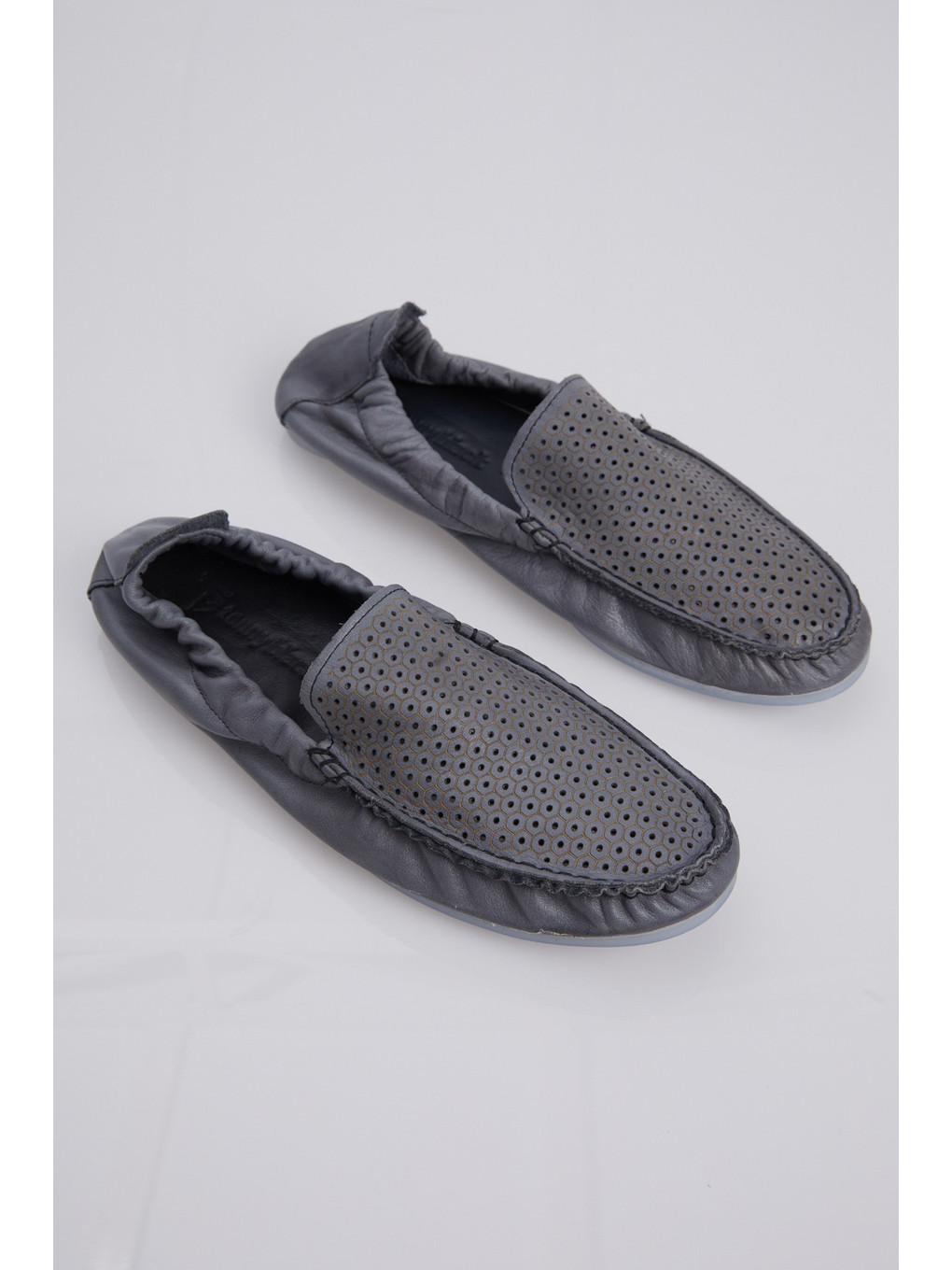 Erkek Gri Arkası Lastikli Hakiki Deri Loafer