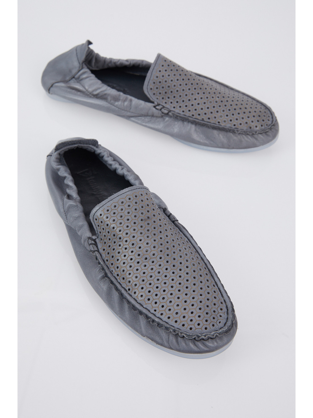 Erkek Gri Arkası Lastikli Hakiki Deri Loafer-2