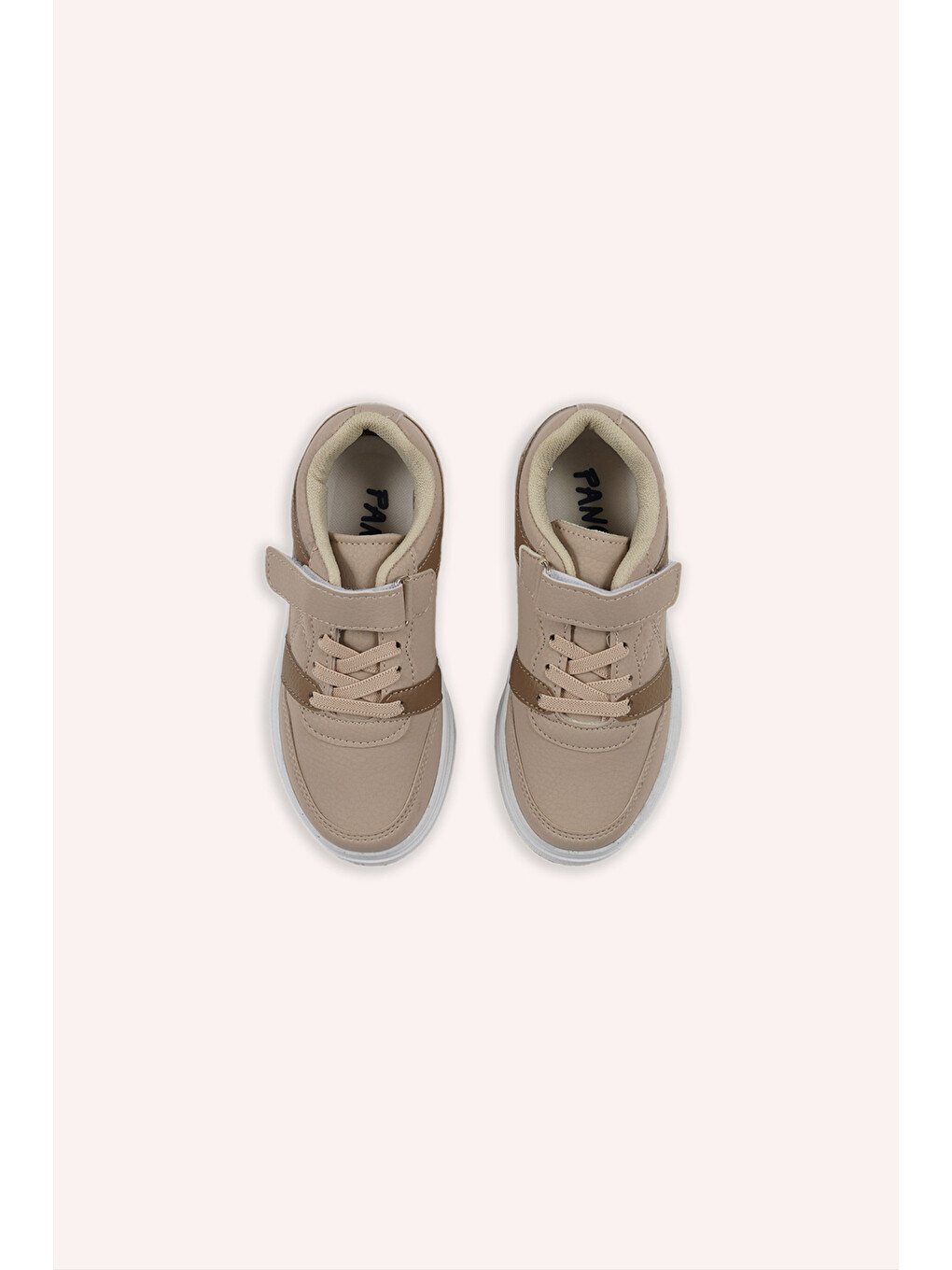 Kız Çocuk Renk Bloklu Cırt Cırtlı Bej Sneaker-1