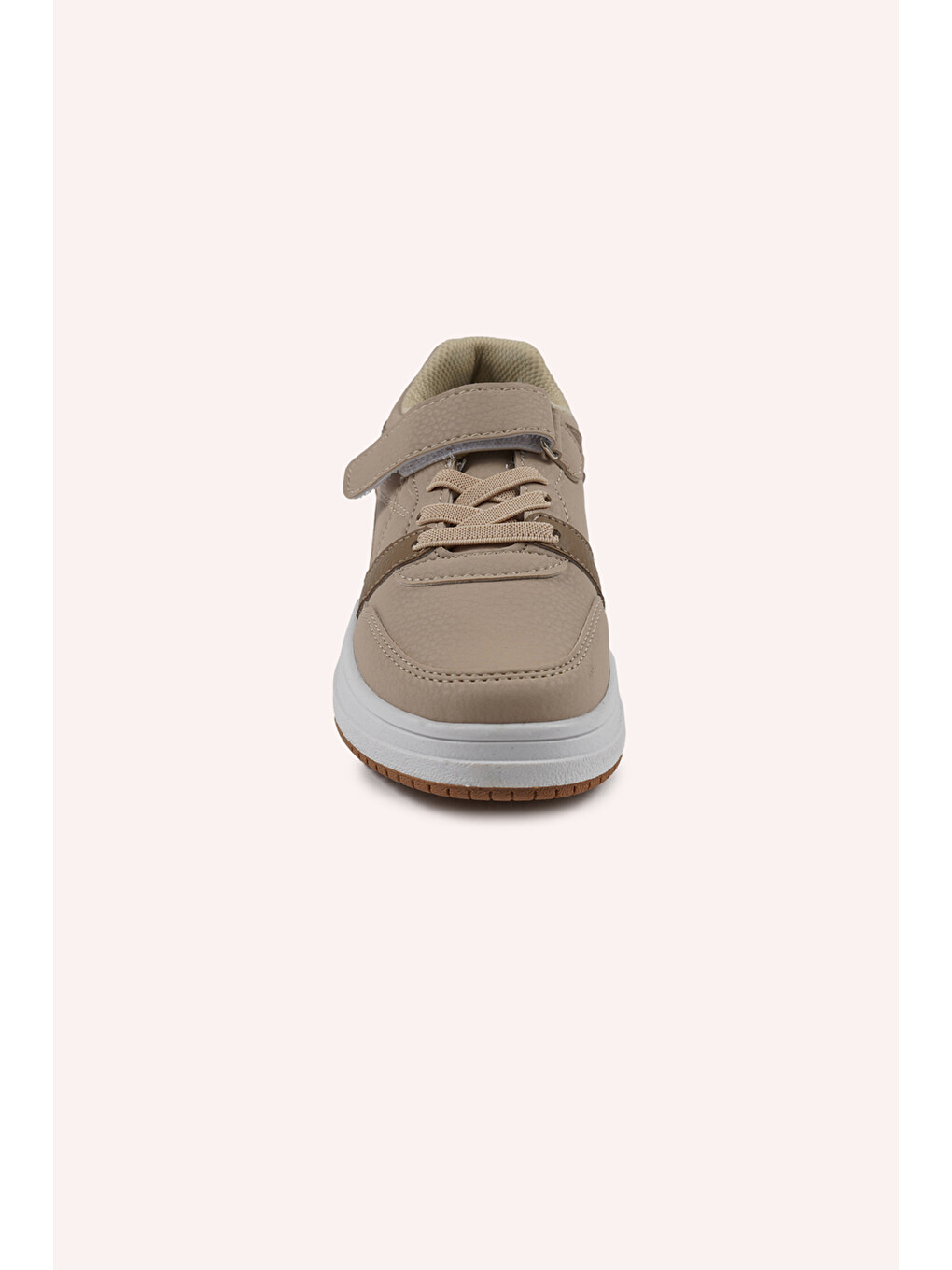 Kız Çocuk Renk Bloklu Cırt Cırtlı Bej Sneaker-3