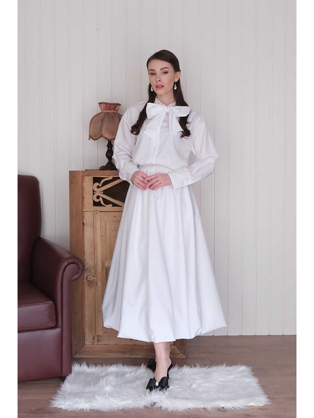 Ekru Paraşüt Balon Etek-1