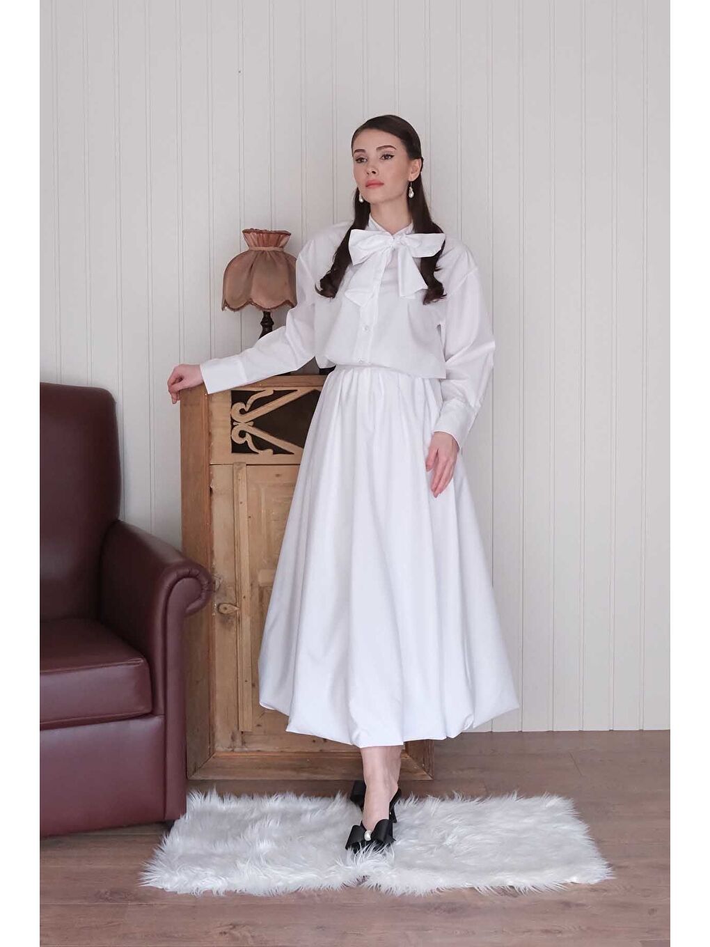 Ekru Paraşüt Balon Etek-4