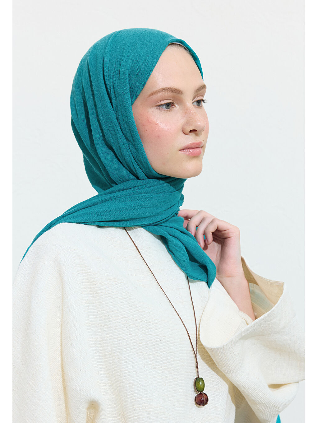 Turuncu Blue Cheese Pamuklu Keten Şal-3