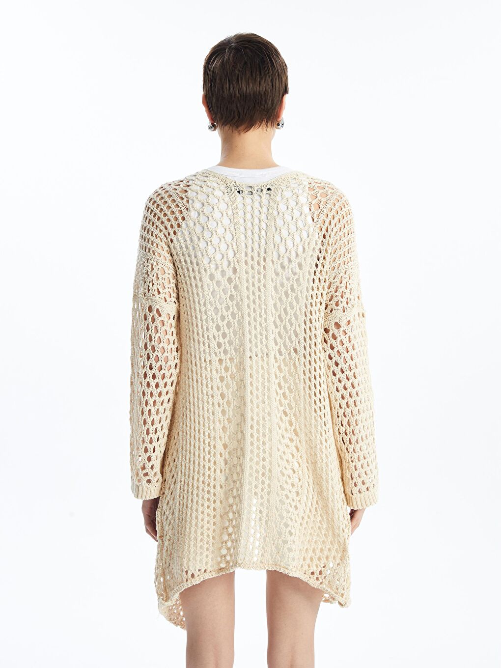 Ekru Krem Rengi Kadın Hırka Bgh08-2