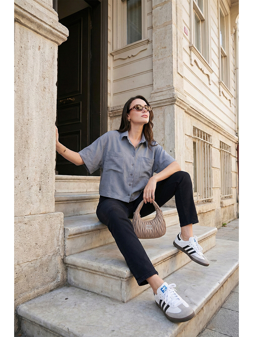 Gri Regular Fit Cep Detaylı Kısa Kollu Gömlek 6778568
