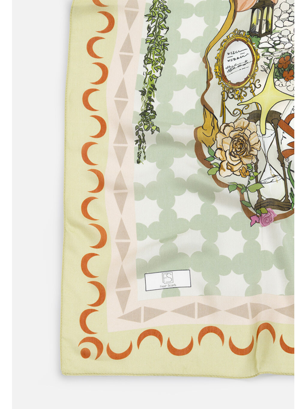 Bej Sage Starlıght Harmony Desen Floş Viskon Eşarp-6