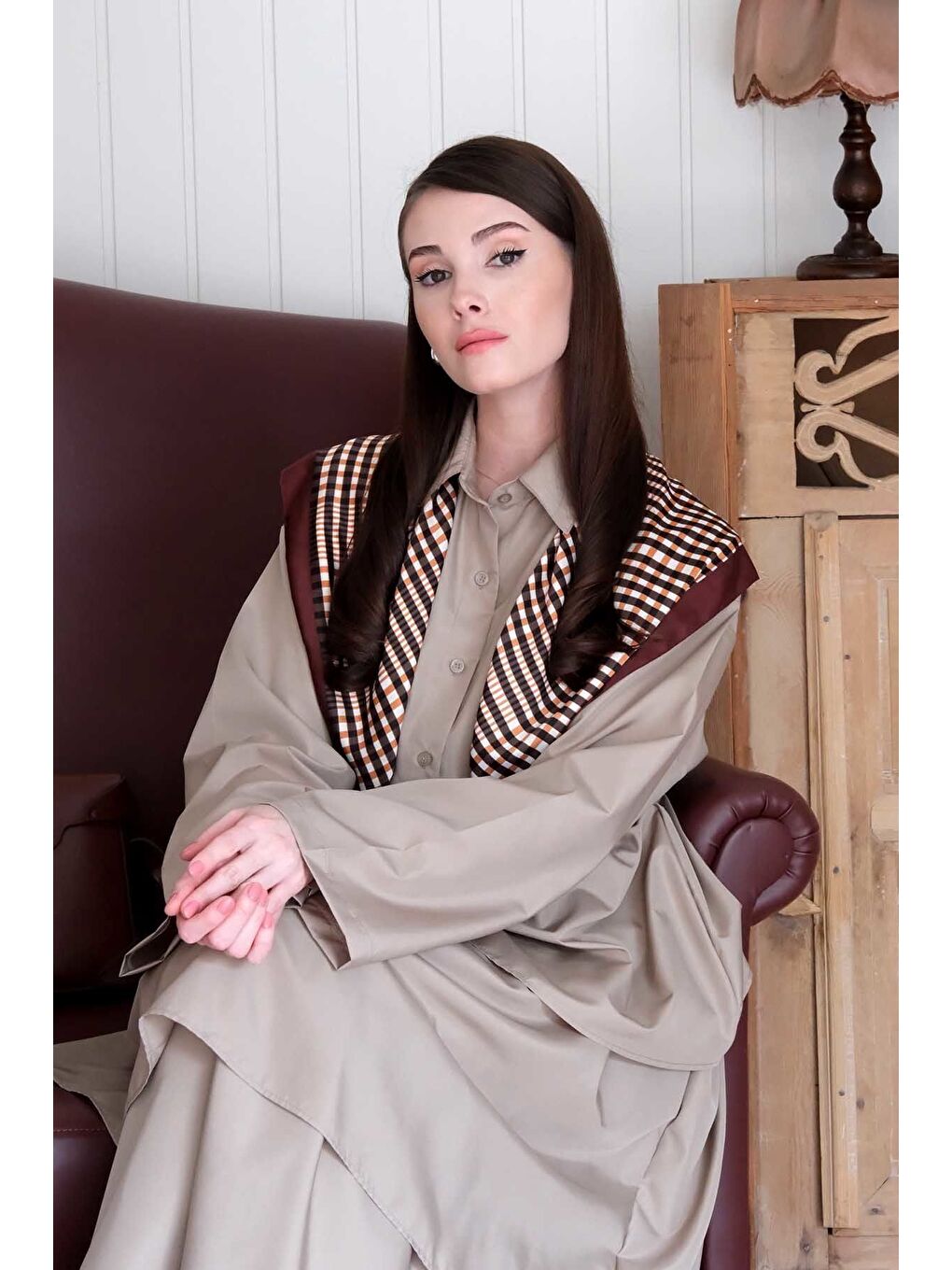 Bej Vizon Paraşüt Kat Kat Etek Paraşüt Cepli Crop Gömlek Takım-6