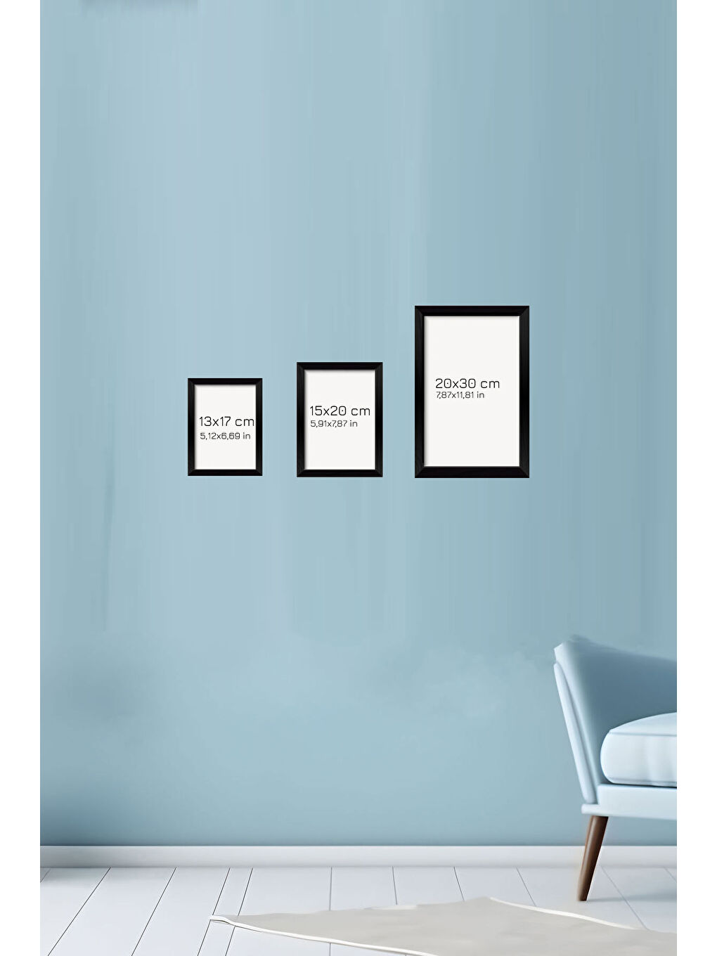 Beyaz 12 Parça Siyah Çerçeve Görünümlü Mdf Tablo Seti - 12ARTAVESSA11-2030-1