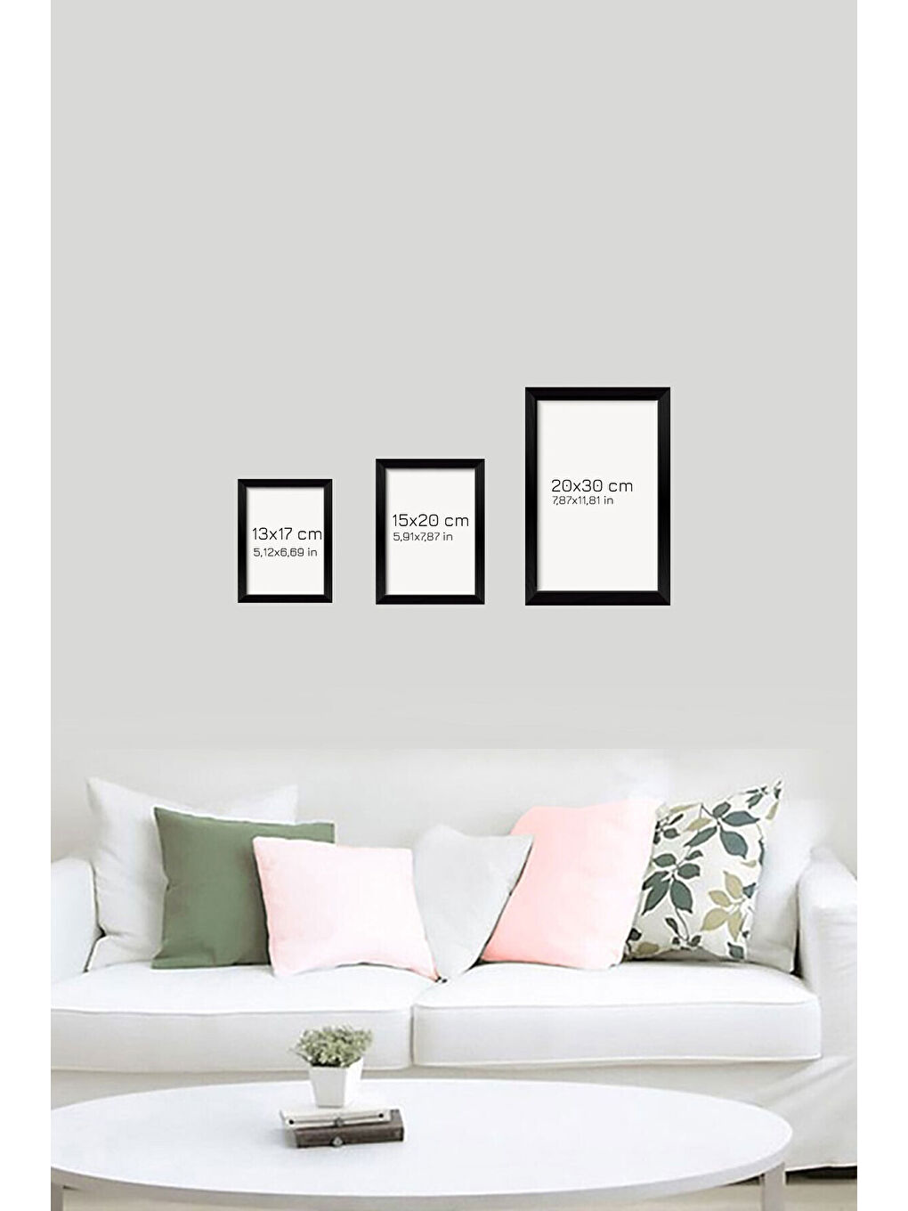 Beyaz 12 Parça Siyah Çerçeve Görünümlü Mdf Tablo Seti - 12ARTAVESSA1-1520-1