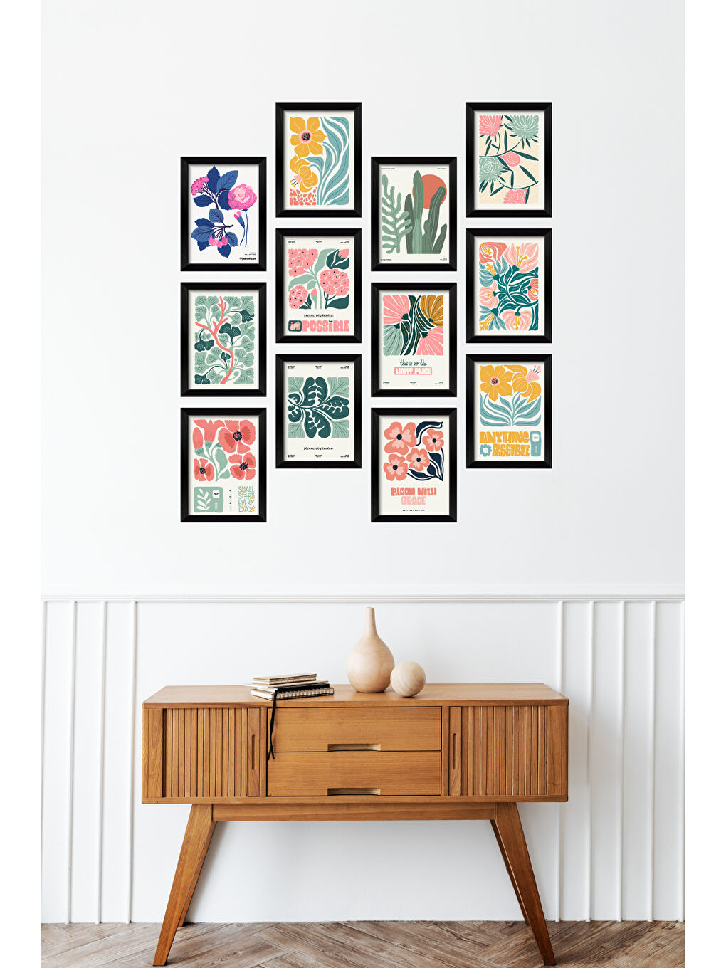 Beyaz 12 Parça Çerçeve Görünümlü Mdf Tablo Seti - 12ARTAVESSA14-1520