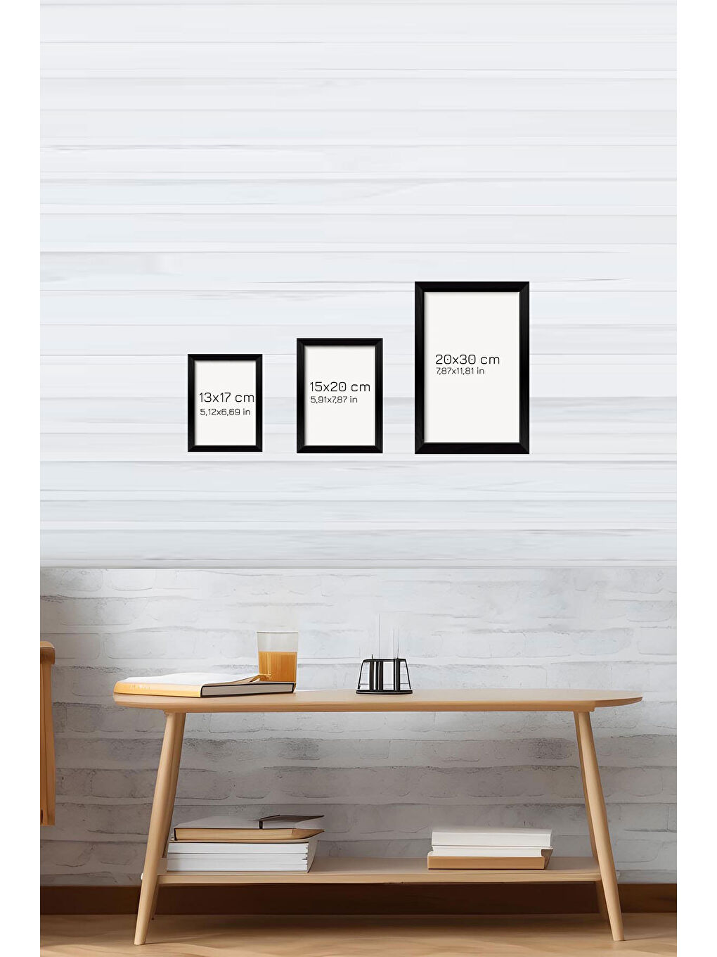 Beyaz 12 Parça Siyah Çerçeve Görünümlü Mdf Tablo Seti - 12ARTAVESSA7-1317-1