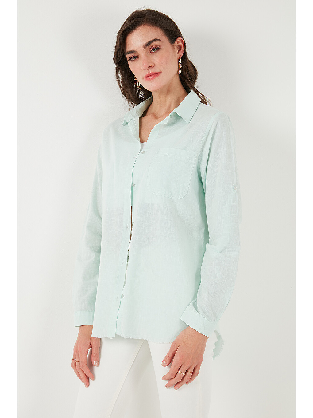 Yeşil Pamuklu Regular Fit Cepli Gömlek Cf25s16992-5