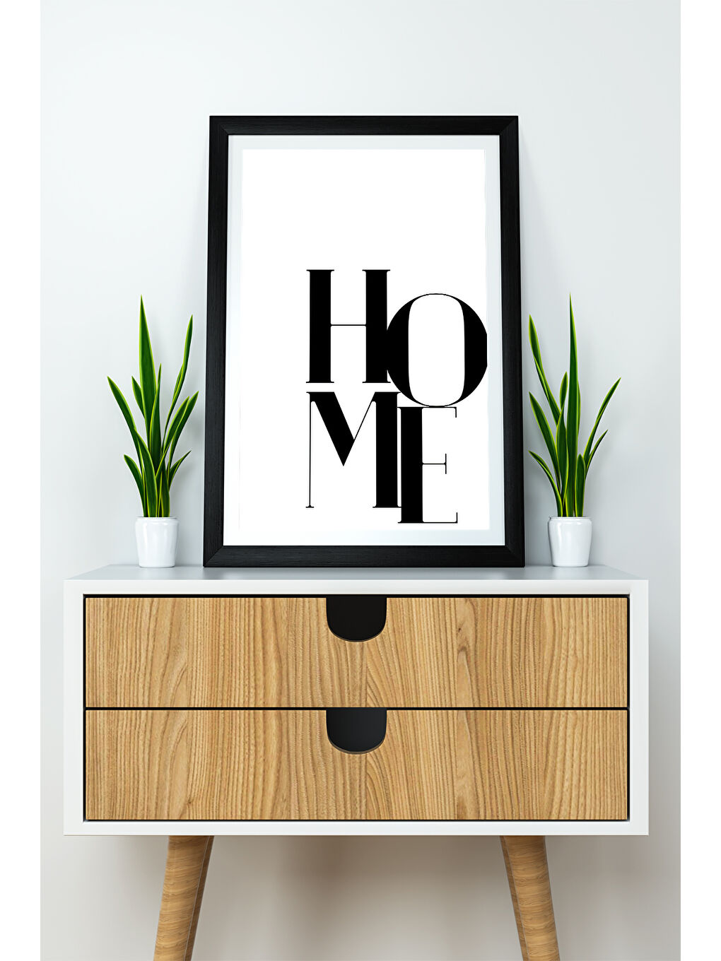 Beyaz Tek Parça 20x30 Cm Çerçeve Görünümlü Yazılı Mdf Tablo "Home"