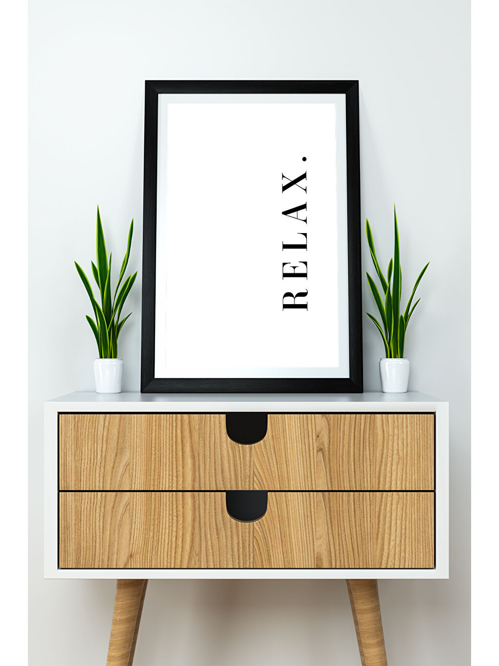 Beyaz Tek Parça 33x48 Cm Çerçeve Görünümlü Yazılı Mdf Tablo "Relax"