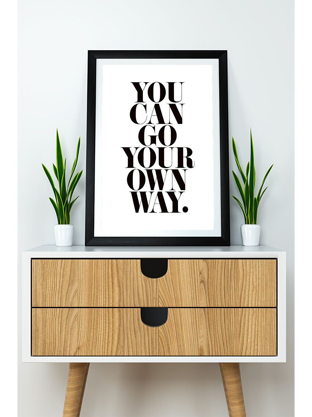Beyaz Tek Parça 20x30 Cm Çerçeve Görünümlü Yazılı Mdf Tablo "You Can Go Your Own Way"