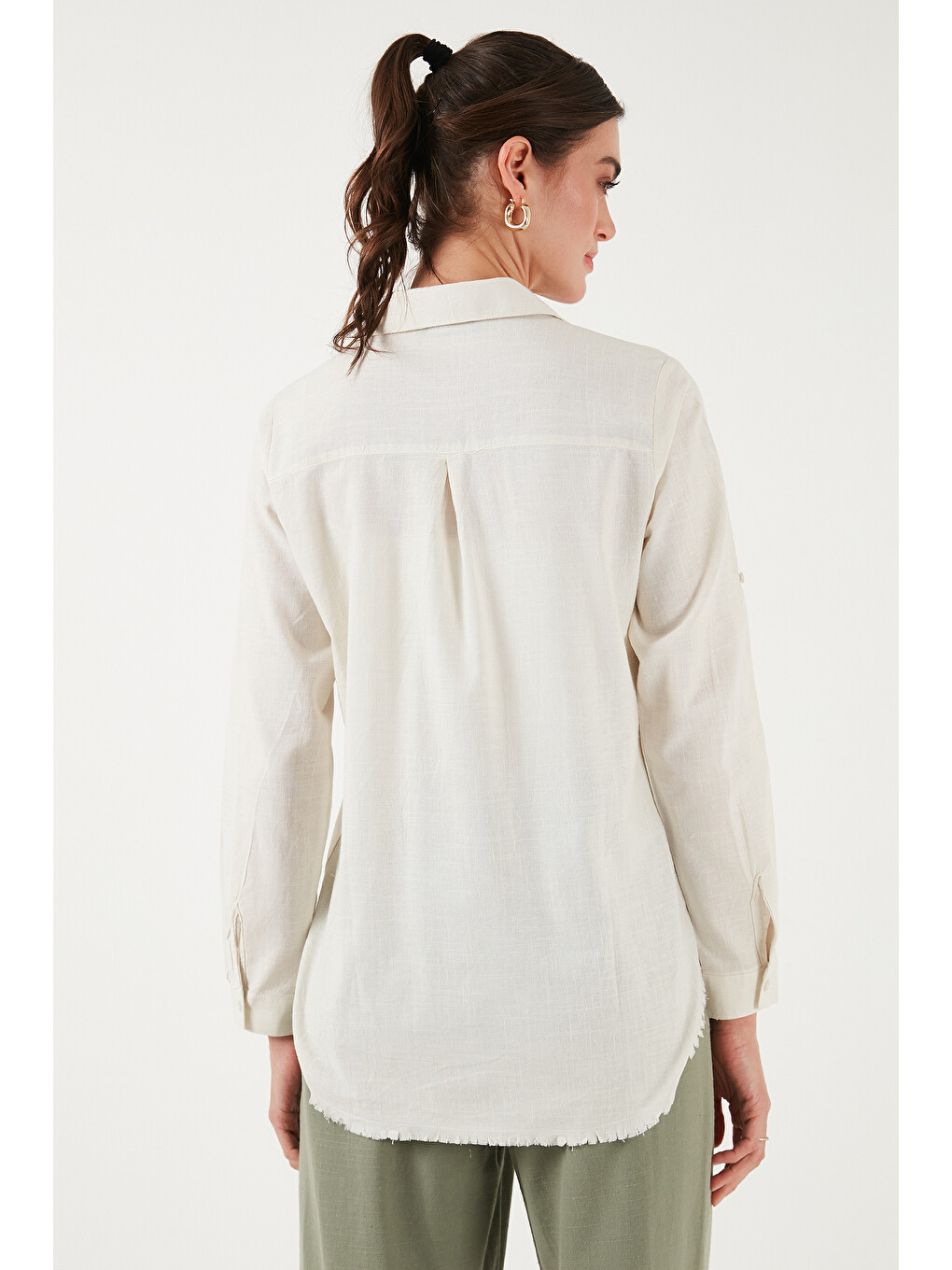 Ekru Pamuklu Regular Fit Cepli Gömlek Cf25s16992-6
