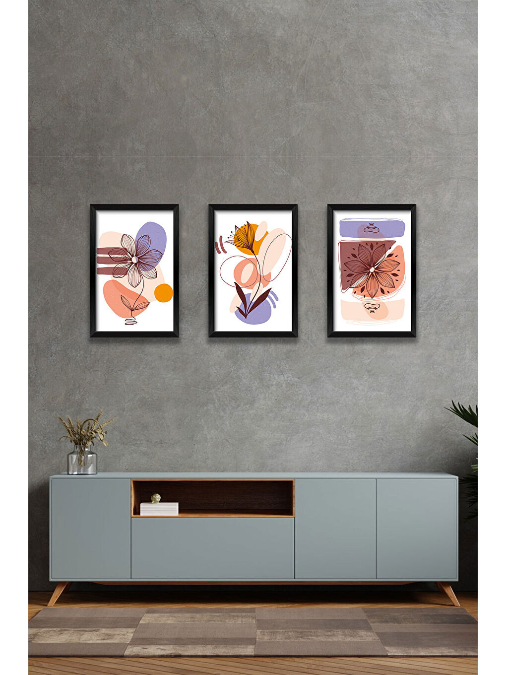 Beyaz 3 Parça Çerçeve Görünümlü Mdf Tablo Seti - 3ARTAVESSA1-1520