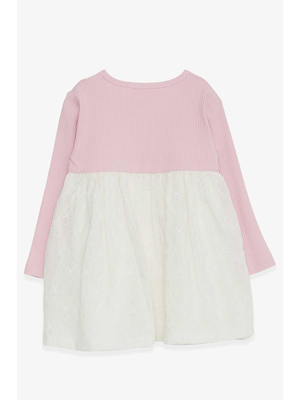 Kız Çocuk Uzun Kollu Elbise Pullu Kelebek Nakışlı Pembe (2-5 Yaş)-1