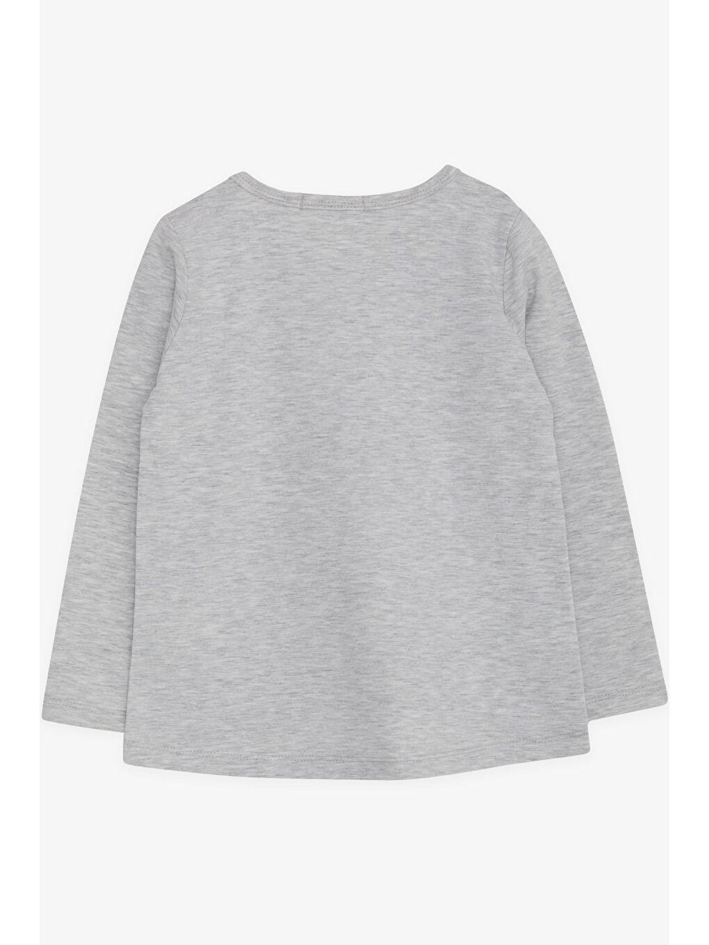 Kız Çocuk Uzun Kollu Tişört Pullu Kız Baskılı Açık Gri Melanj (2-6 Yaş)-1