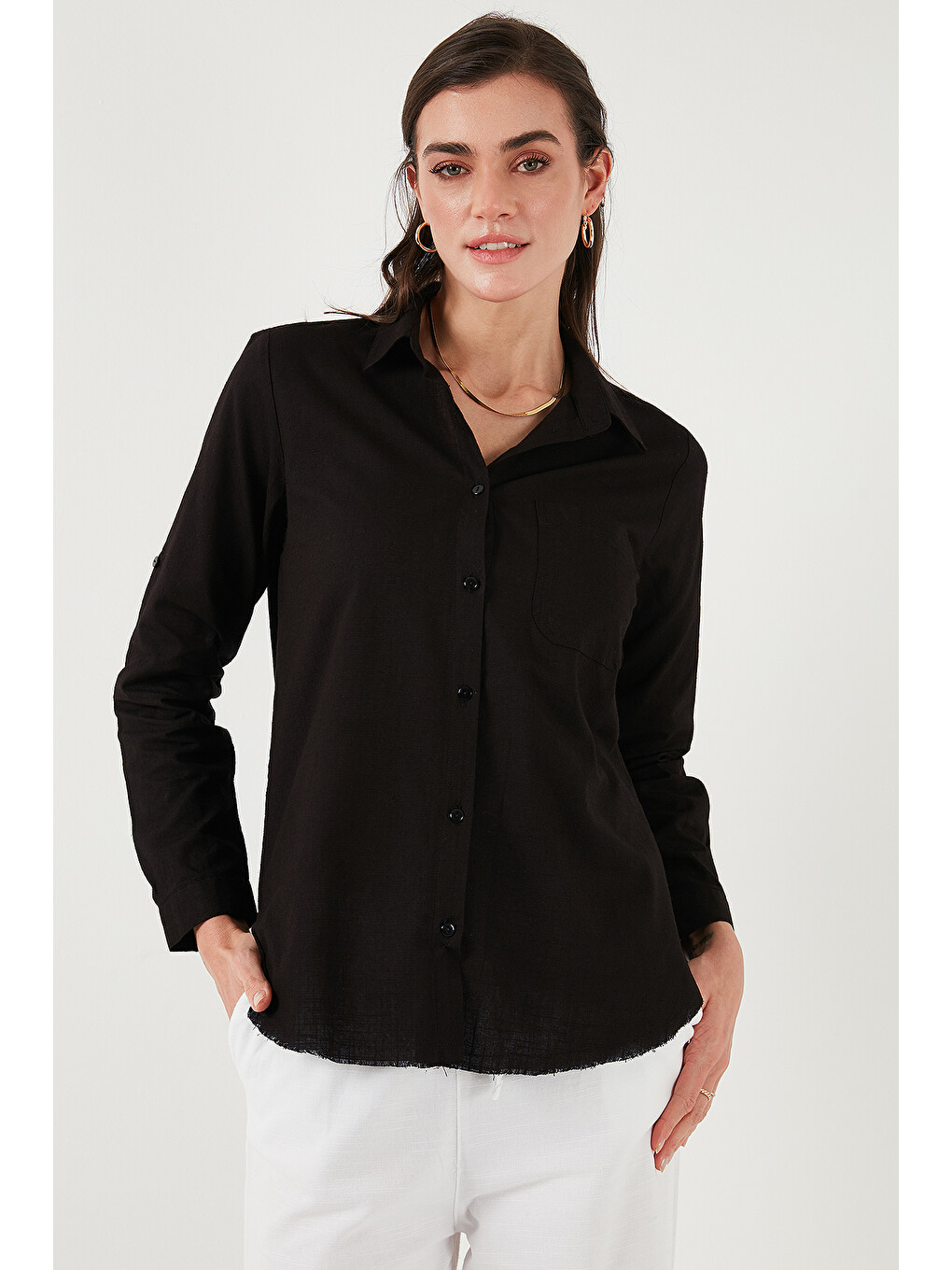 Siyah Pamuklu Regular Fit Cepli Gömlek Cf25s16992-3