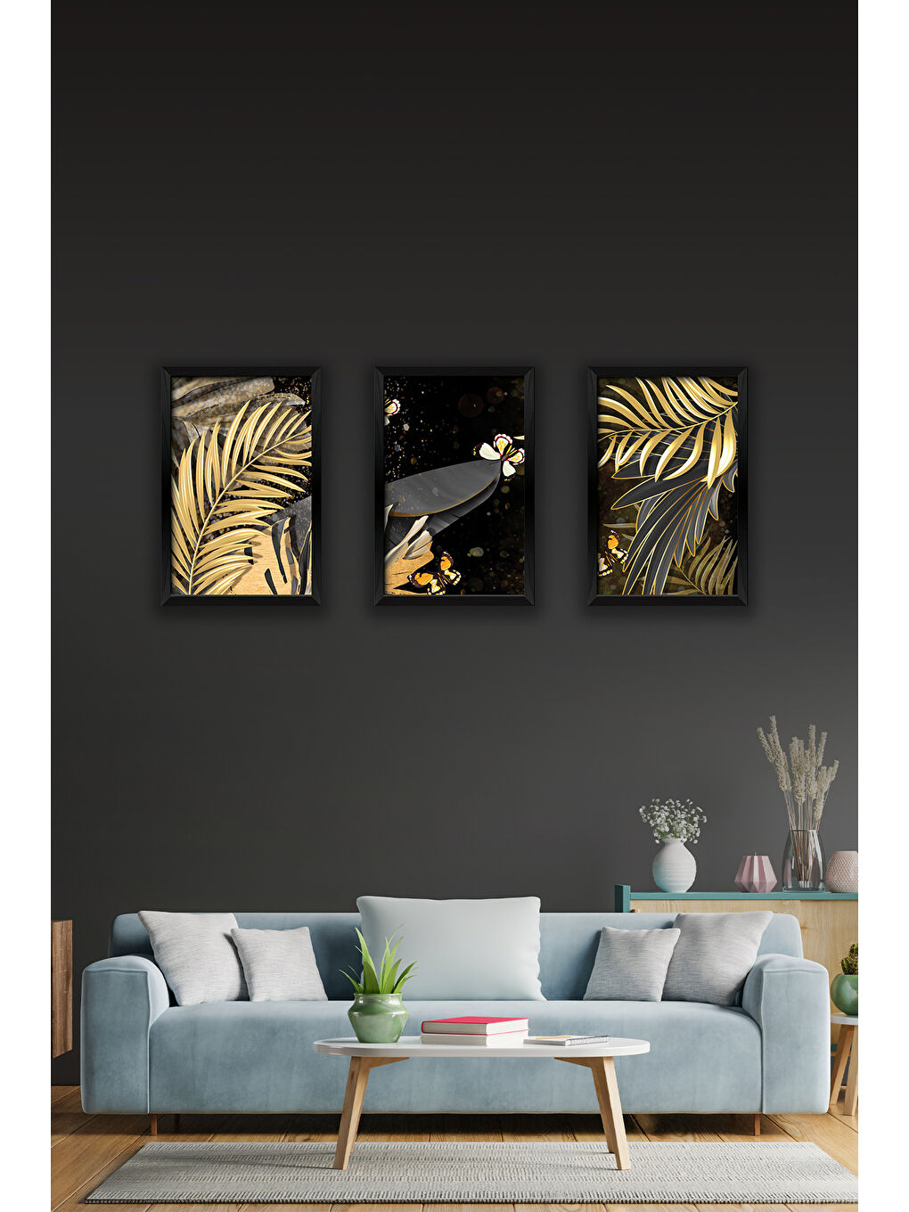 Beyaz 3 Parça Çerçeve Görünümlü Mdf Tablo Seti - 3ARTAVESSA9-3348