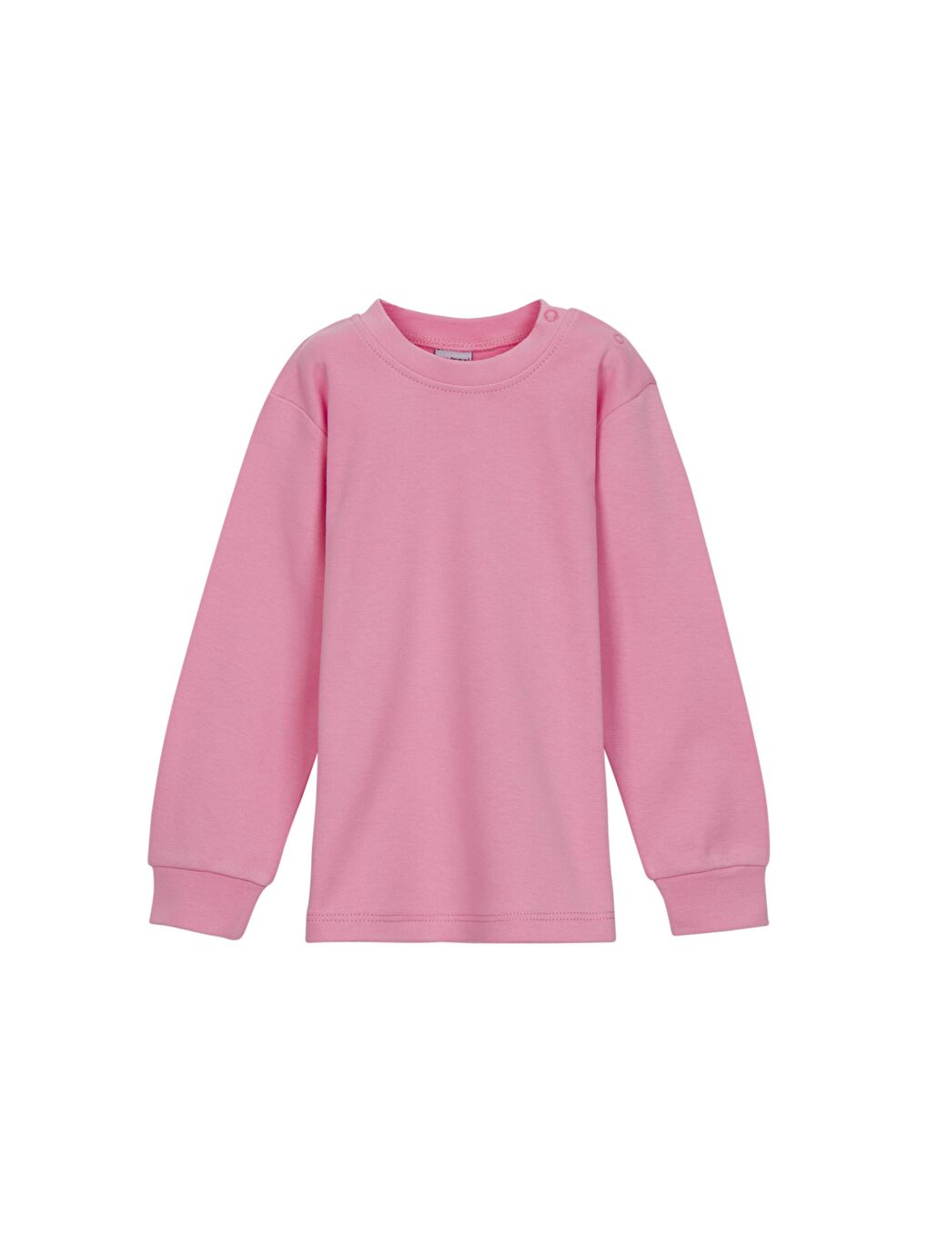 Pembe Basic Kız Bebek Çıtçıtlı Yaka Kışlık Uzun Kollu Tişört
