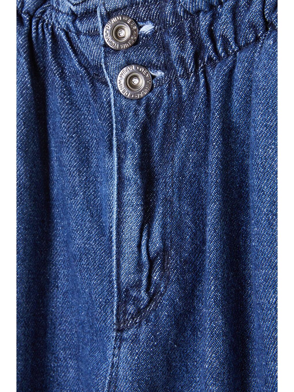 Mavi Beli Lastikli Yüksek Bel Kız Çocuk Jean Pantolon 16393-1