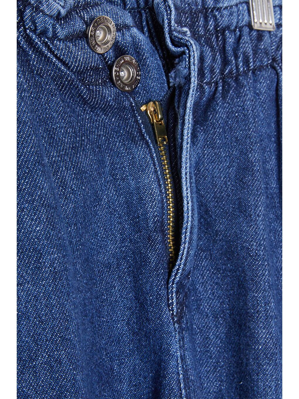 Mavi Beli Lastikli Yüksek Bel Kız Çocuk Jean Pantolon 16393-2