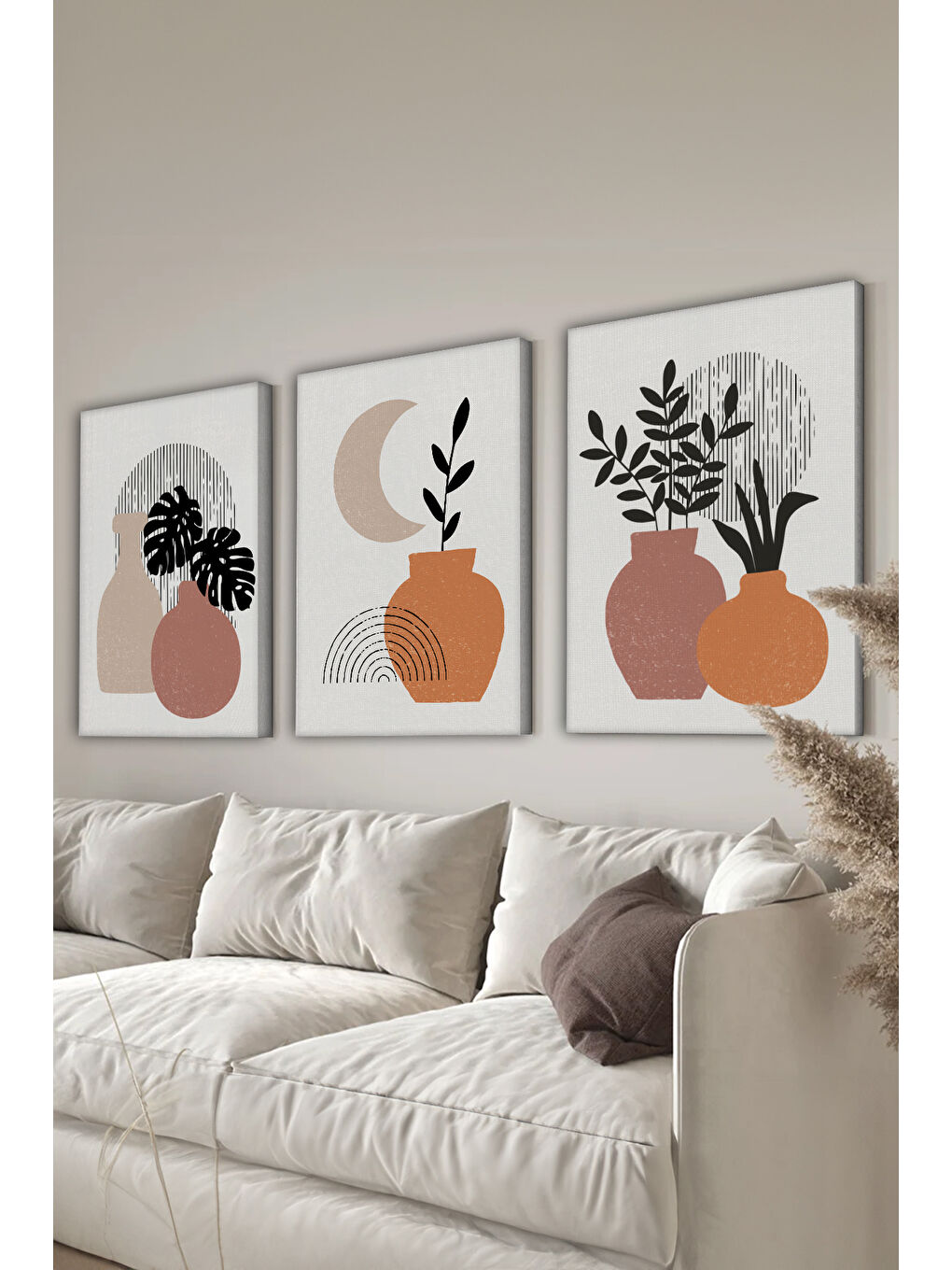 Beyaz Dekoratif 3 Parça Kanvas Tablo - 3CNVS16 - 20 x 30