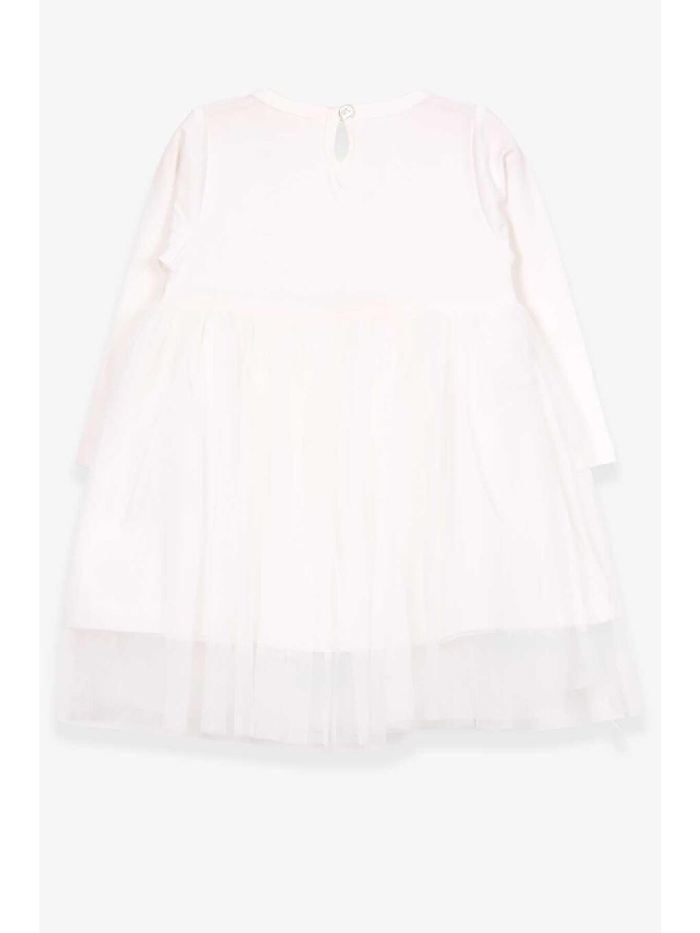 Kız Çocuk Elbise Tüllü Papatya Desenli Ekru (2-5 Yaş)-1