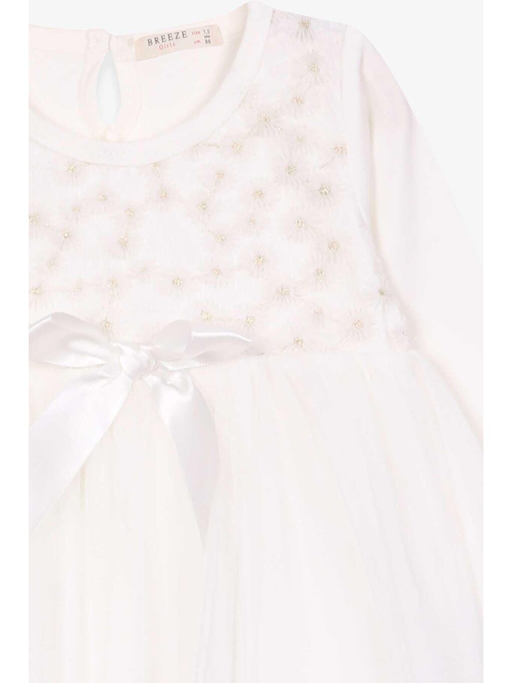 Kız Çocuk Elbise Tüllü Papatya Desenli Ekru (2-5 Yaş)-2