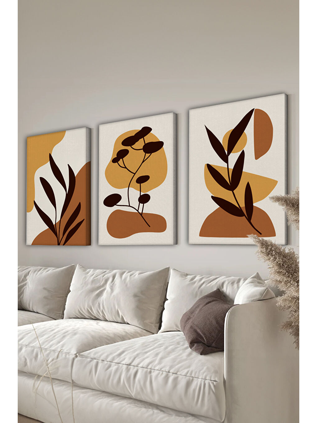 Beyaz Dekoratif 3 Parça Kanvas Tablo - 3CNVS18 - 40 x 60