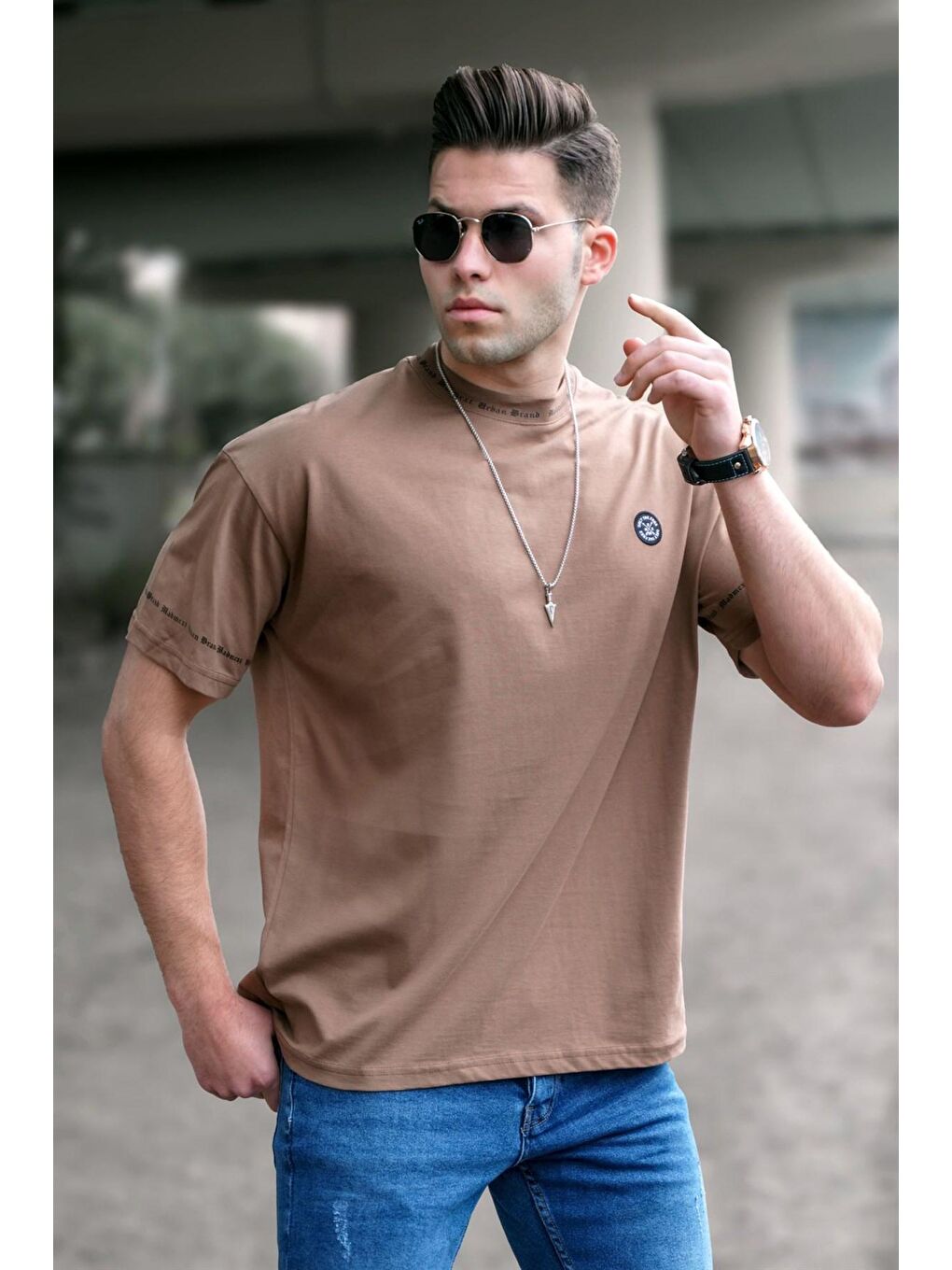 Kahverengi Erkek Füme %100 Pamuk Tişört 5355