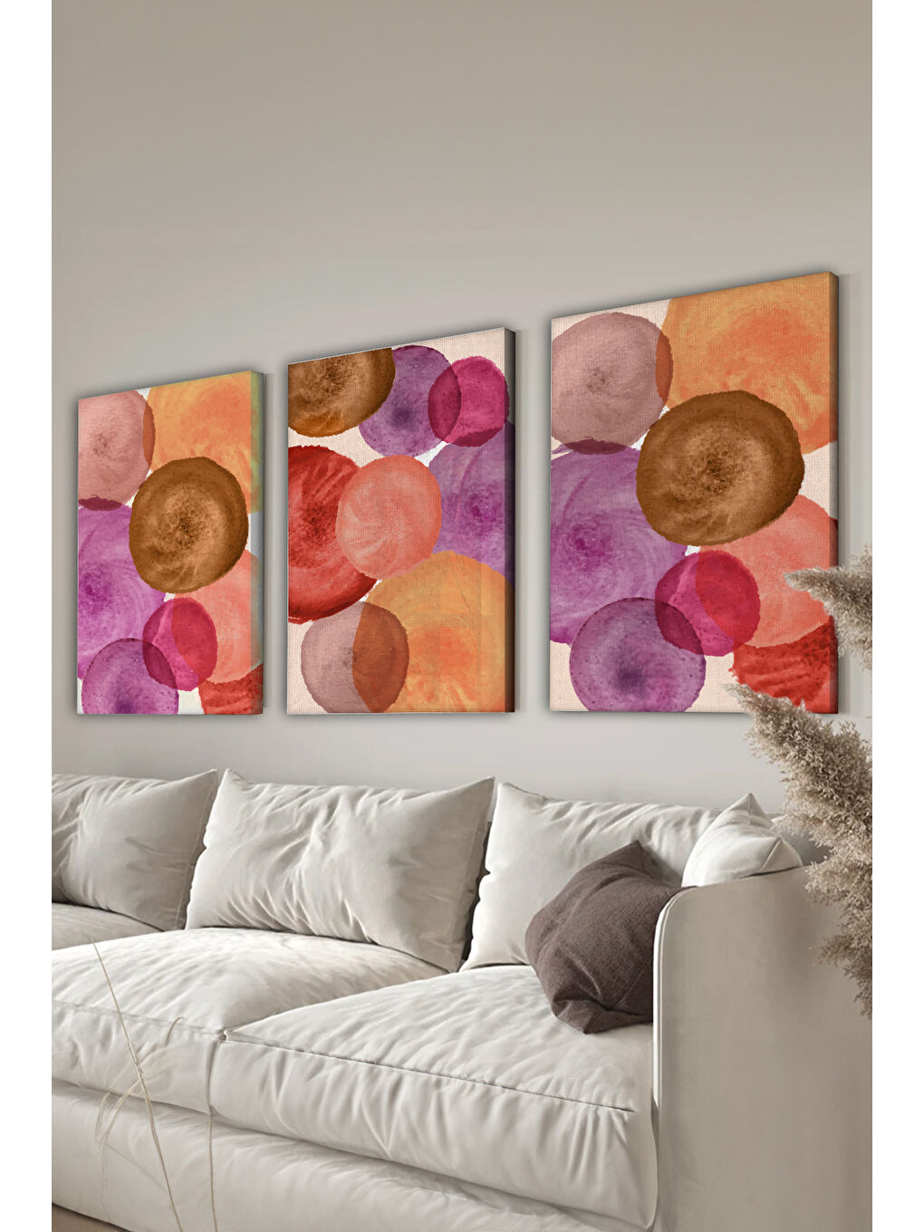 Beyaz Dekoratif 3 Parça Kanvas Tablo - 3CNVS2 - 40 x 60