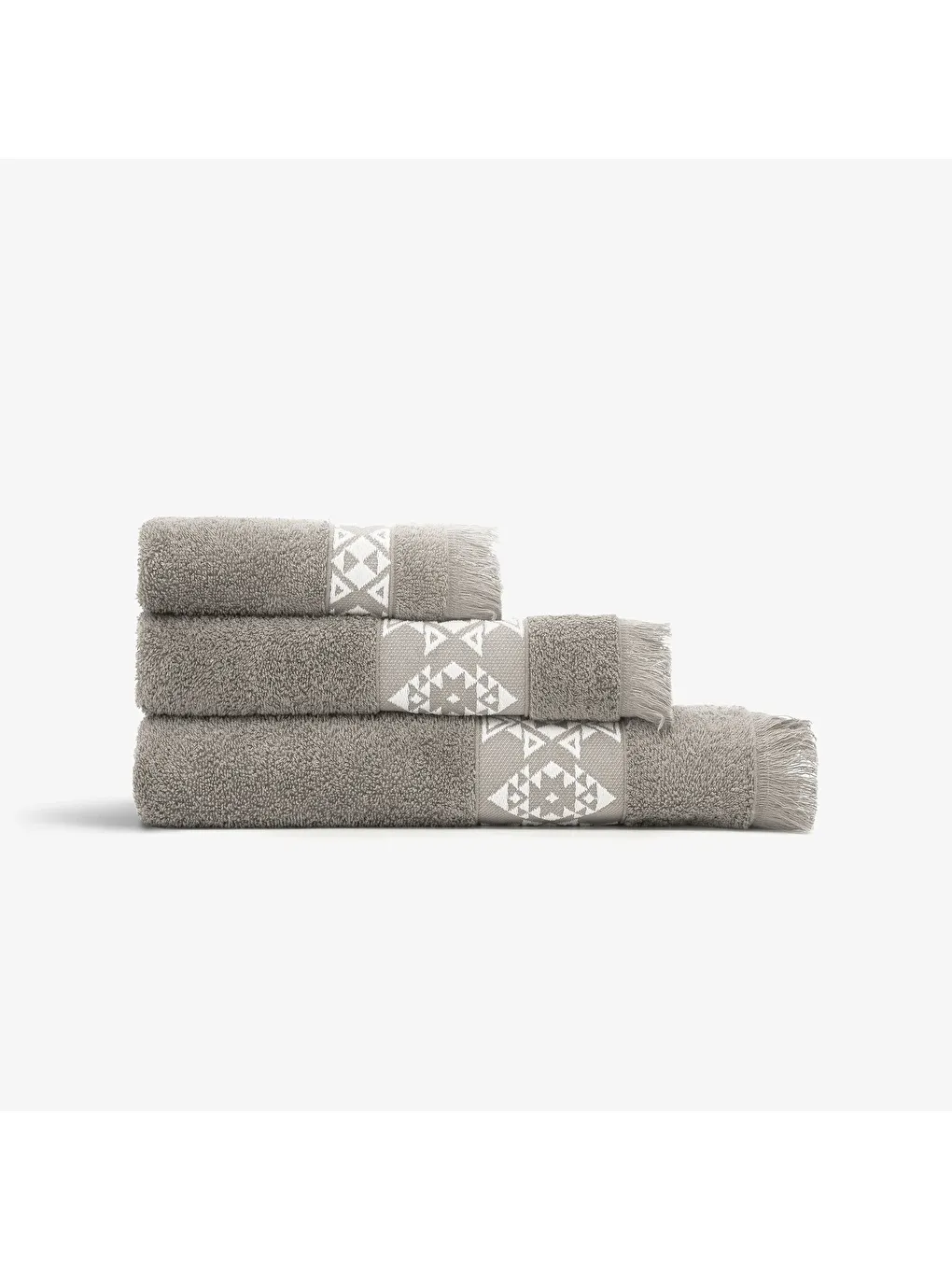 Hereke 3'lü Havlu Seti %100 Pamuk Jakarlı Bej