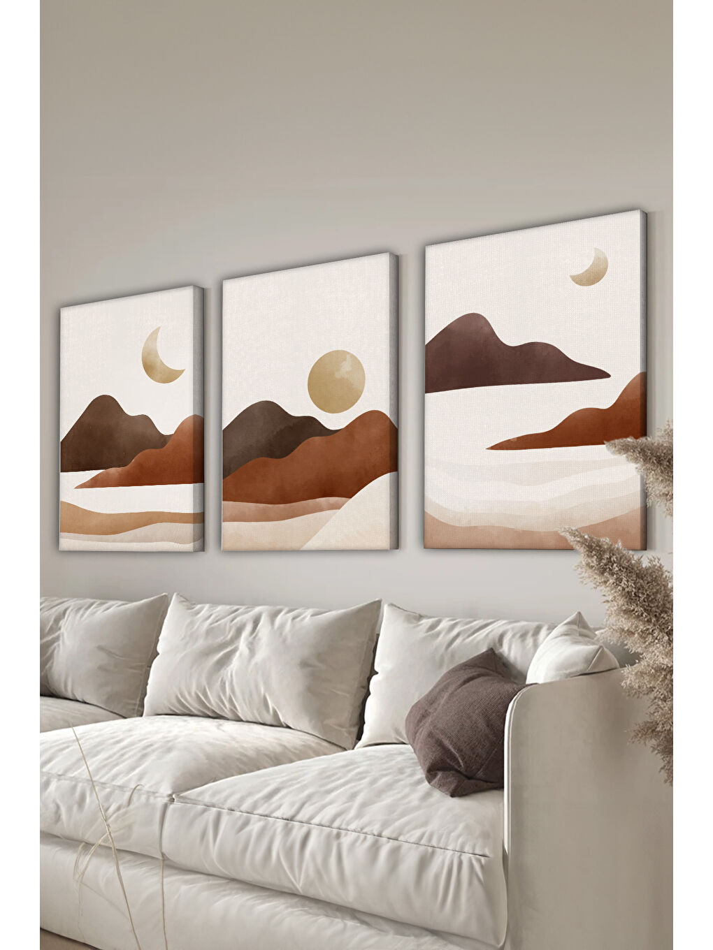 Beyaz Dekoratif 3 Parça Kanvas Tablo - 3CNVS4 - 40 x 60