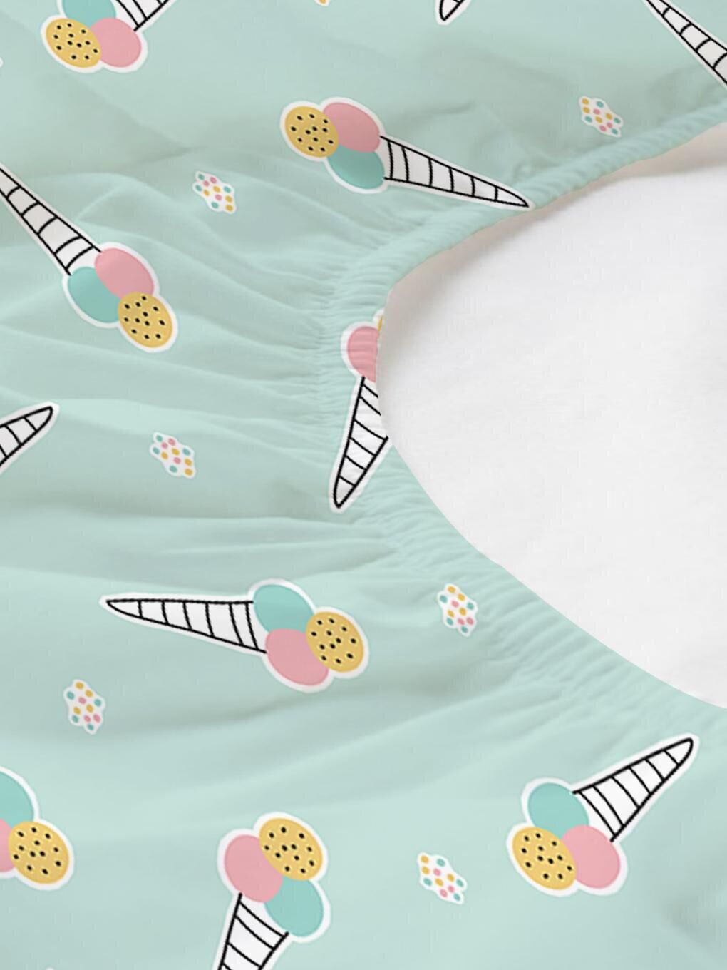 Karışık Külah Desen Baskılı Bebek Boy Lastikli Çarşaf Seti 60x120 cm-2