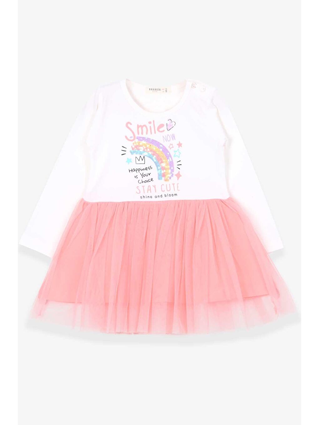 Kız Bebek Uzun Kollu Elbise  Baskılı Ekru (1.5 Yaş)-2