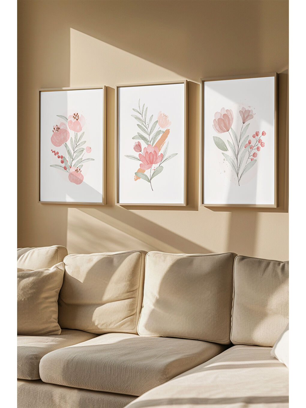 Beyaz Gerçek Ahşap Çerçeveli 3 Parça 3D Poster Tablo Seti - 3DARTSOHOSET100-2030