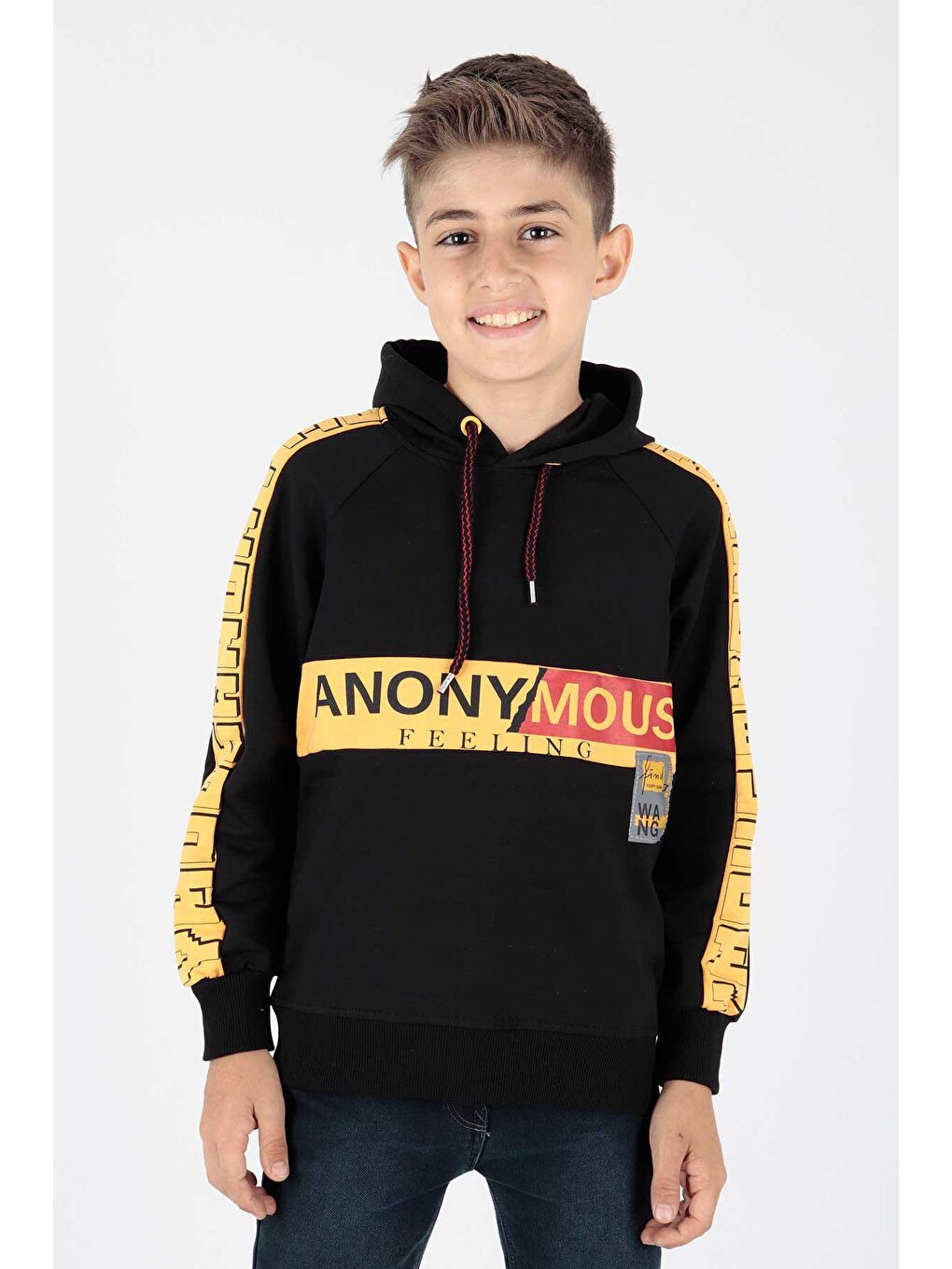 Siyah Erkek Çocuk Anonymous Baskılı Trend Sweatshirt Ak15177