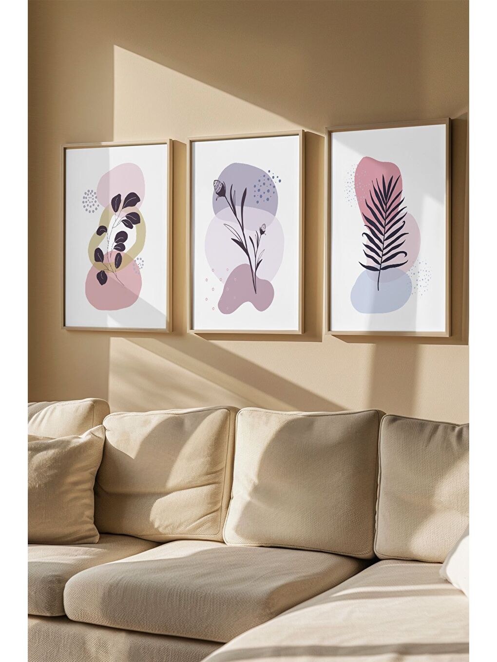 Beyaz Gerçek Ahşap Çerçeveli 3 Parça 3D Poster Tablo Seti - 3DARTSOHOSET103-3348