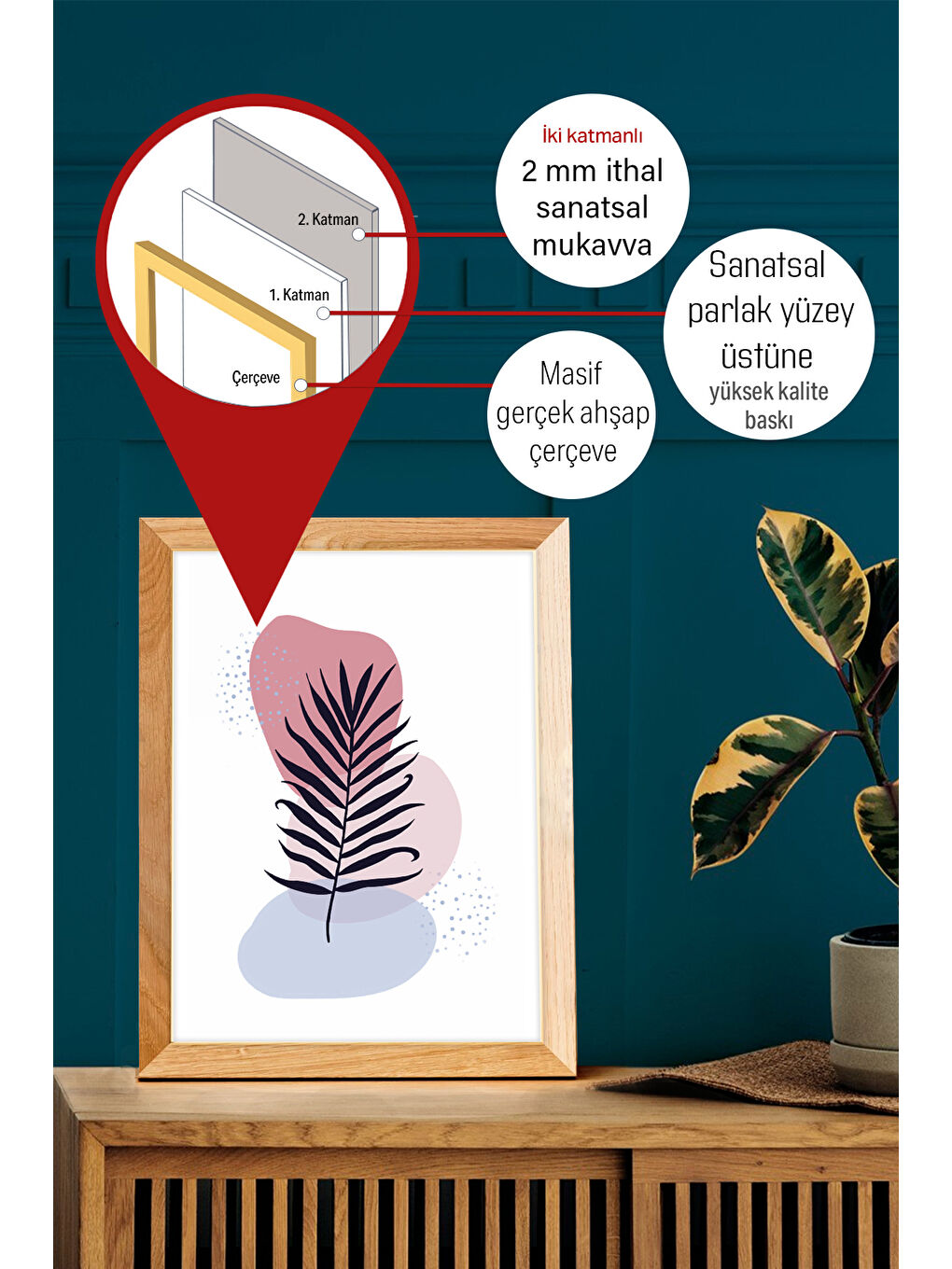 Beyaz Gerçek Ahşap Çerçeveli 3 Parça 3D Poster Tablo Seti - 3DARTSOHOSET103-3348-1