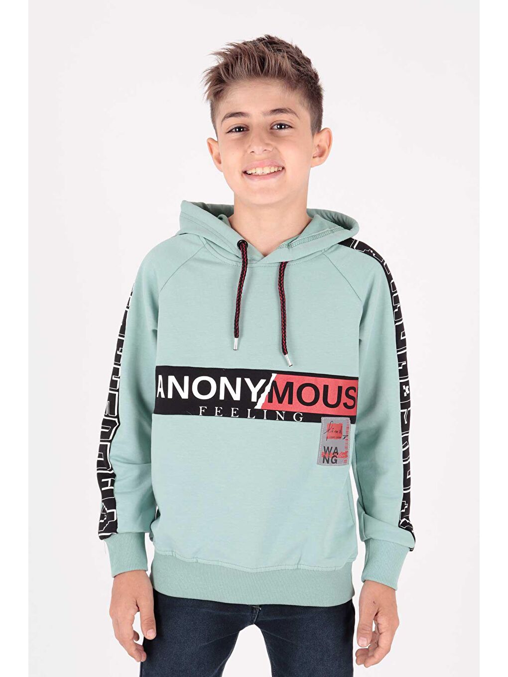 Turkuaz Erkek Çocuk Anonymous Baskılı Trend Sweatshirt Ak15177