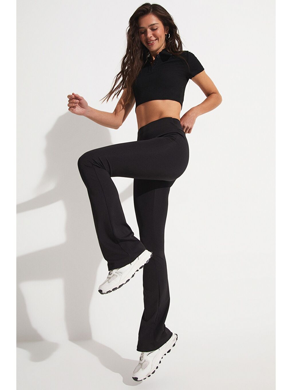 Siyah Flare Pantolon Tayt-2