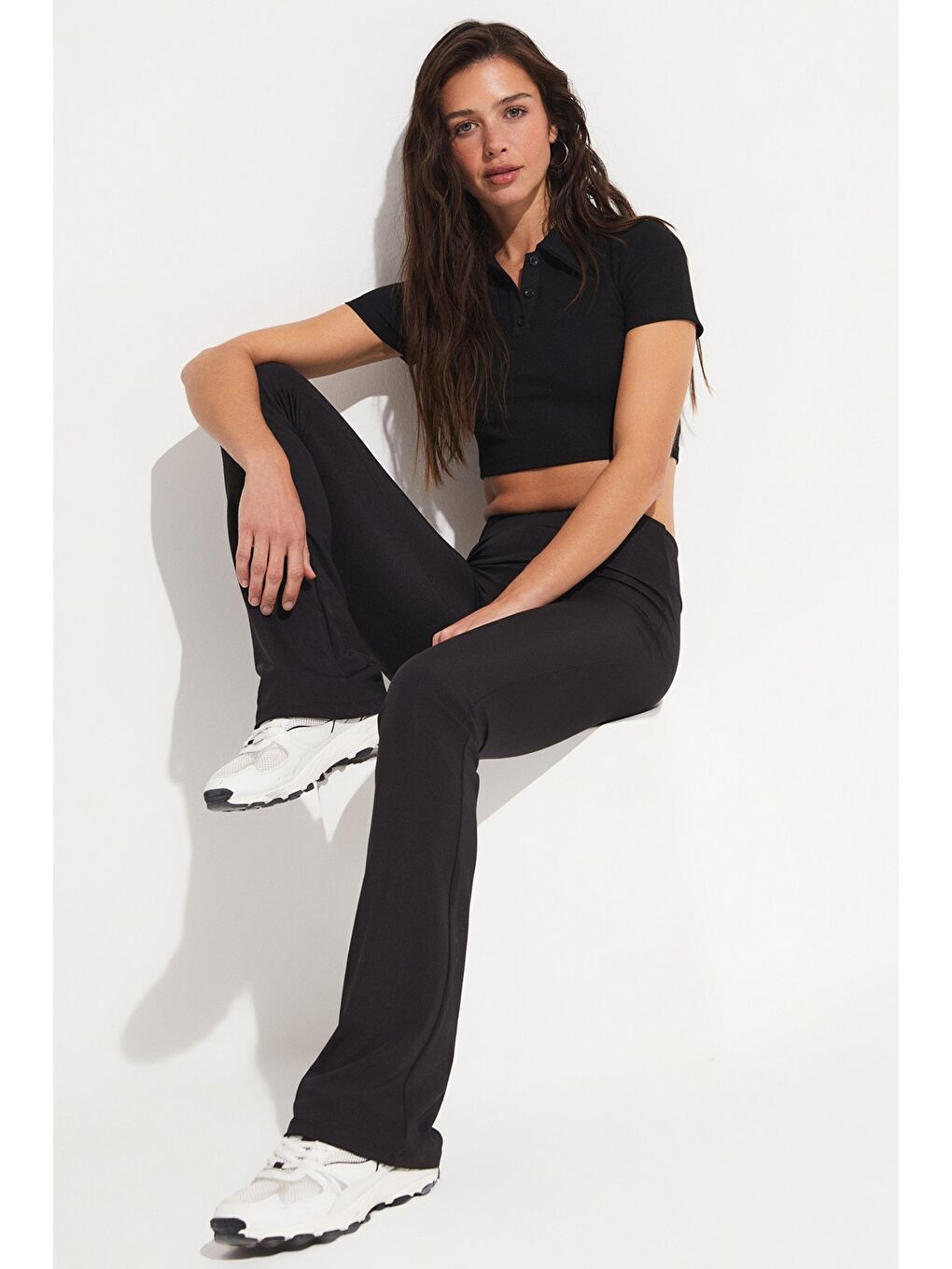 Siyah Flare Pantolon Tayt-3