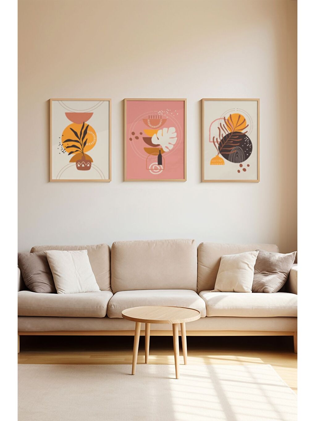 Beyaz Gerçek Ahşap Çerçeveli 3 Parça 3D Poster Tablo Seti - 3DARTSOHOSET118-2030